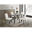 Poundex Wool Upholstered 5-Pcs Dining Set White Faux Marble Tabletop