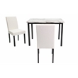 Poundex Wool Upholstered 5-Pcs Dining Set White Faux Marble Tabletop