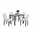 Poundex Wool Upholstered 5-Pcs Dining Set White Faux Marble Tabletop