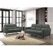 Poundex Leather 2-Piece Sofa and Loveseat Set in Anthracite Gray