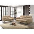Poundex Leather Upholstered 2-Piece Sofa & Loveseat Set in Taupe
