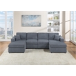 Poundex Foam Seating U-Shaped Corduroy Sectional in Dark Gray