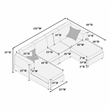 Poundex Foam Seating U-Shaped Corduroy Sectional in Dark Gray