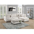 Poundex Upholstered Corduroy 3-Piece Sectional Set in Ivory with Foam Cushions