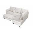 Poundex Upholstered Corduroy 3-Piece Sectional Set in Ivory with Foam Cushions