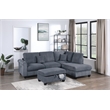Poundex 3-Piece Sectional Set in Dark Gray with Corduroy and Foam Comfort