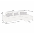 Poundex Foam Cushion Upholstered Corduroy 2-Piece XL Sectional in Dark Gray