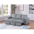 Poundex Convertible Corduroy Sofa in Light Gray with Foam Cushions