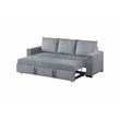 Poundex Convertible Corduroy Sofa in Light Gray with Foam Cushions