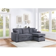 Poundex Corduroy Foam Reversible Storage Chaise Convertible Sectional Dark Gray