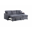 Poundex Corduroy Foam Reversible Storage Chaise Convertible Sectional Dark Gray