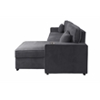 Poundex Corduroy Foam Reversible Storage Chaise Convertible Sectional Dark Gray