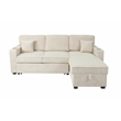 Poundex Corduroy Sectional in Beige with Reversible Foam Chaise and Storage