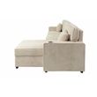 Poundex Corduroy Sectional in Beige with Reversible Foam Chaise and Storage