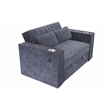 Poundex Convertible Sofa in Dark Gray Corduroy with Foam Cushions and Cupholders