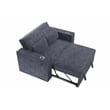Poundex Convertible Sofa in Dark Gray Corduroy with Foam Cushions and Cupholders