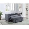 Poundex Convertible Sofa in Dark Gray Corduroy with Foam Cushions and Cupholders