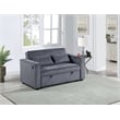 Poundex Convertible Sofa in Dark Gray Corduroy with Foam Cushions and Cupholders