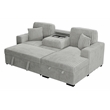 Poundex Upholstered Foam Corduroy Convertible Sofa with Storage in Ash