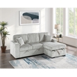 Poundex Upholstered Foam Corduroy Convertible Sofa with Storage in Ash