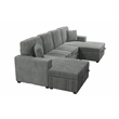 Poundex 3-Piece Convertible Sectional with Foam Seating in Smoke
