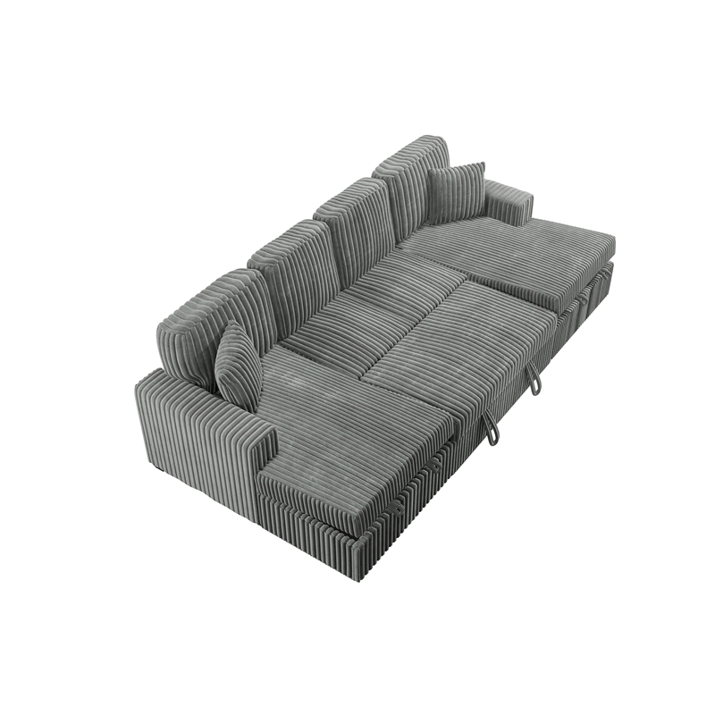 Poundex 3-Piece Convertible Sectional with Foam Seating in Smoke