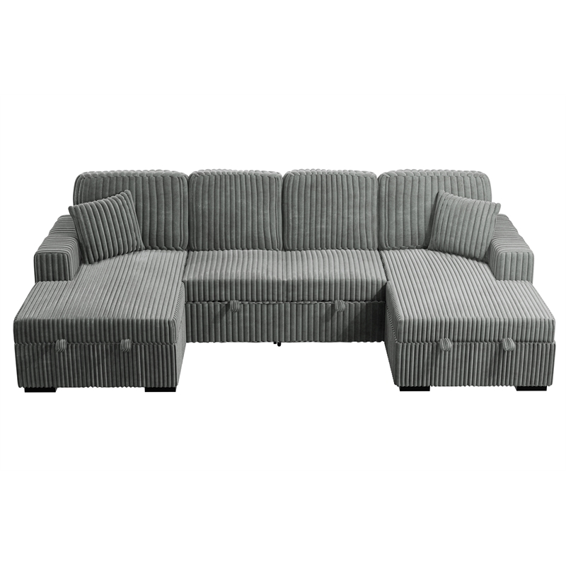 Poundex 3-Piece Convertible Sectional with Foam Seating in Smoke