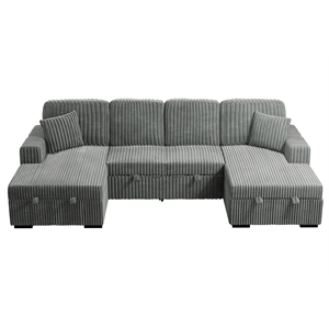Poundex 3-Piece Convertible Sectional with Foam Seating in Smoke
