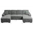 Poundex 3-Piece Convertible Sectional with Foam Seating in Smoke