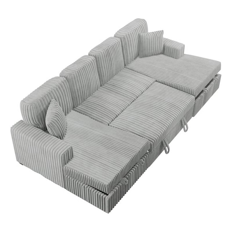 Poundex 3-Piece Convertible Sectional with Foam Cushions in Ash