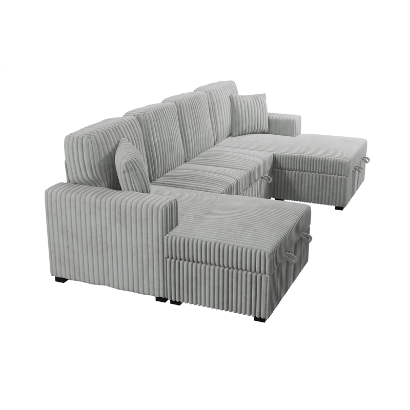 Poundex 3-Piece Convertible Sectional with Foam Cushions in Ash