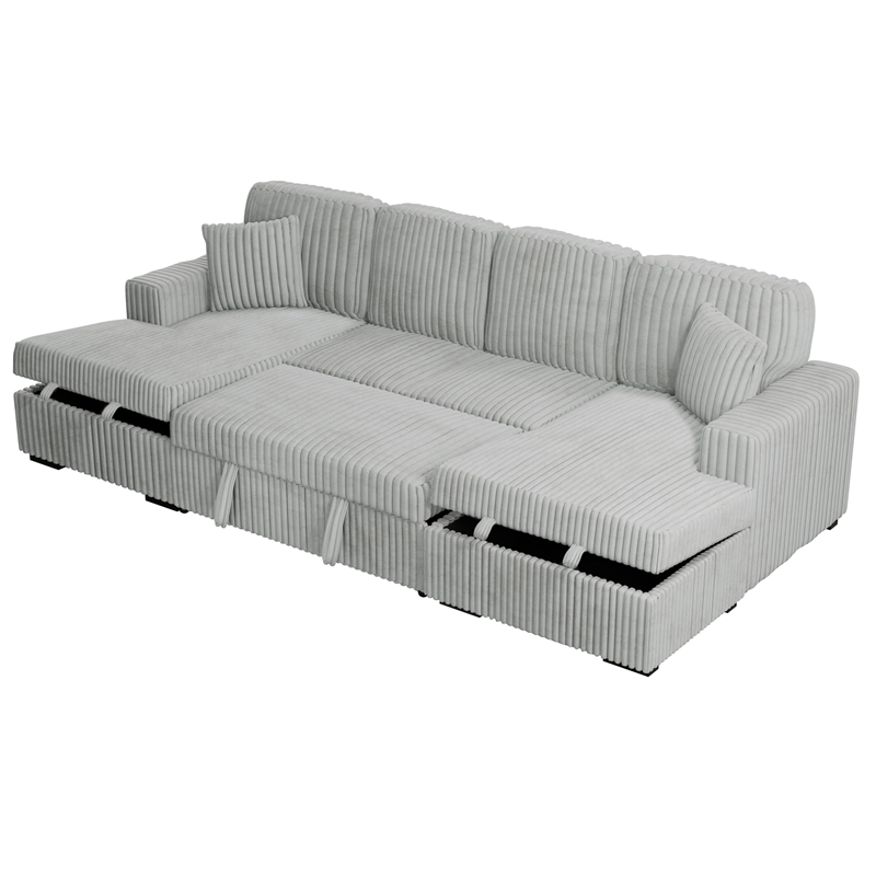Poundex 3-Piece Convertible Sectional with Foam Cushions in Ash