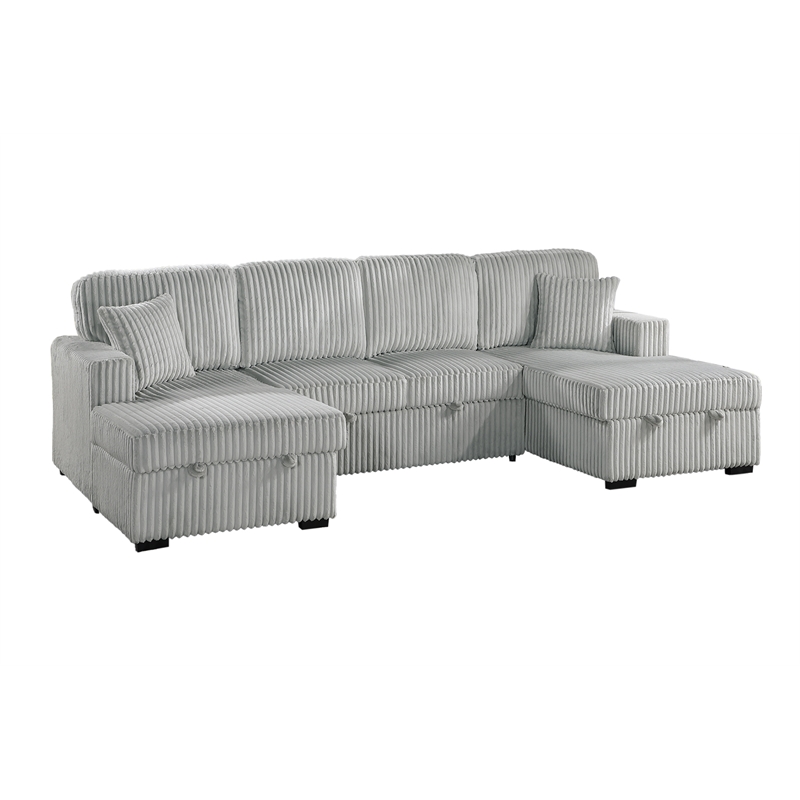 Poundex 3-Piece Convertible Sectional with Foam Cushions in Ash