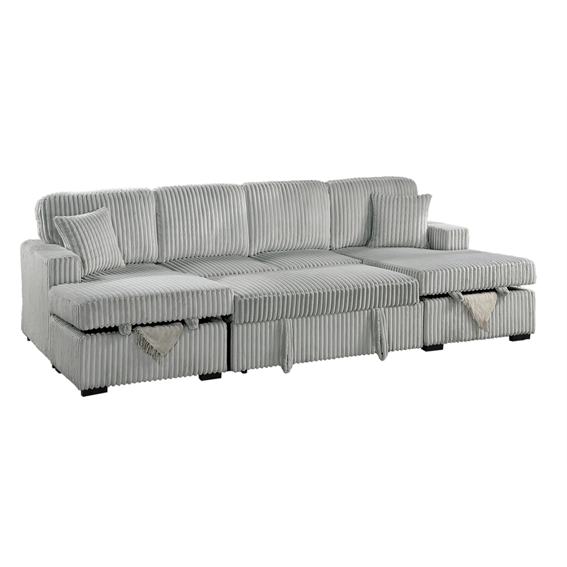 Poundex 3-Piece Convertible Sectional with Foam Cushions in Ash
