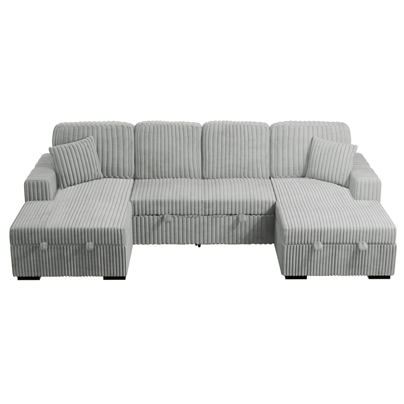 Poundex 3-Piece Convertible Sectional with Foam Cushions in Ash