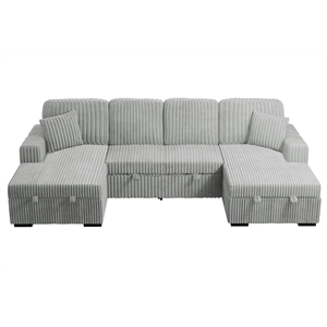 Poundex 3-Piece Convertible Sectional with Foam Cushions in Ash