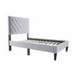 Poundex Adjustable V-Stitch Headboard Twin Bed Frame in Gray Velvet