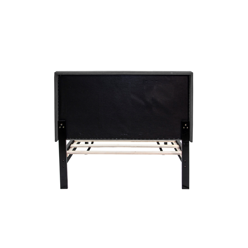 Poundex Charcoal Fabric Adjustable Channel Tufted Twin Bed Frame