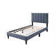 Poundex Charcoal Fabric Adjustable Channel Tufted Twin Bed Frame