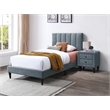 Poundex Adjustable Gray Fabric Channel Tufted Twin Size Bed Frame