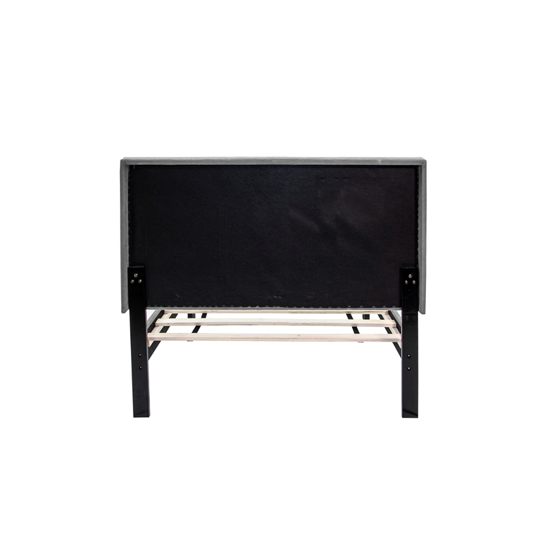 Poundex Adjustable Gray Fabric Channel Tufted Twin Size Bed Frame