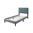 Poundex Adjustable Gray Fabric Channel Tufted Twin Size Bed Frame