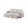 Poundex Convertible Corduroy Sofa in Ivory with Foam Cushions