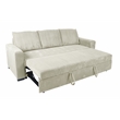 Poundex Convertible Corduroy Sofa in Ivory with Foam Cushions