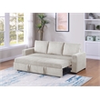 Poundex Convertible Corduroy Sofa in Ivory with Foam Cushions