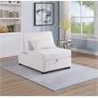 Poundex Upholstered Sherpa Wool Fabric Convertible Chair in White Color