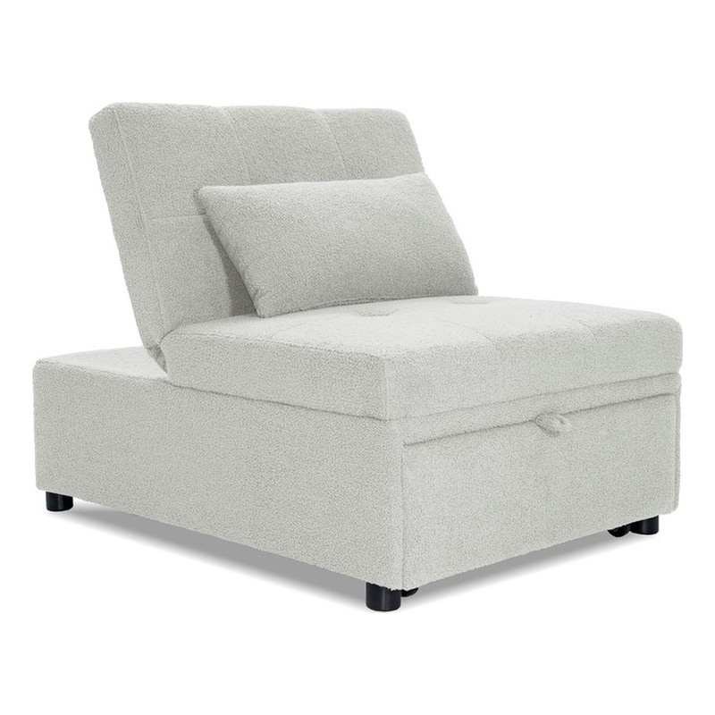 Poundex Upholstered Sherpa Wool Fabric Convertible Chair in White Color
