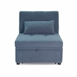 Poundex Upholstered Sherpa Wool Fabric Convertible Chair in Blue Color