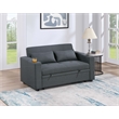 Poundex Fabric Convertible Sofa in Charcoal with Built-In Cupholders