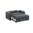 Poundex Fabric Convertible Sofa in Charcoal with Built-In Cupholders